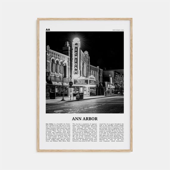 Ann Arbor Black and White Travel Poster No. 1