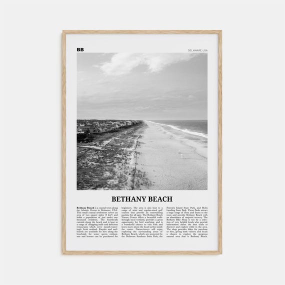 Bethany Beach Black And White Travel Poster, Delaware