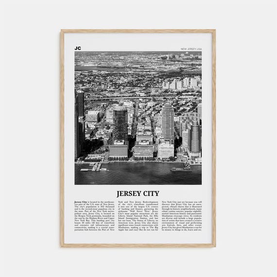 Jersey City Black and White Travel Poster, No 1