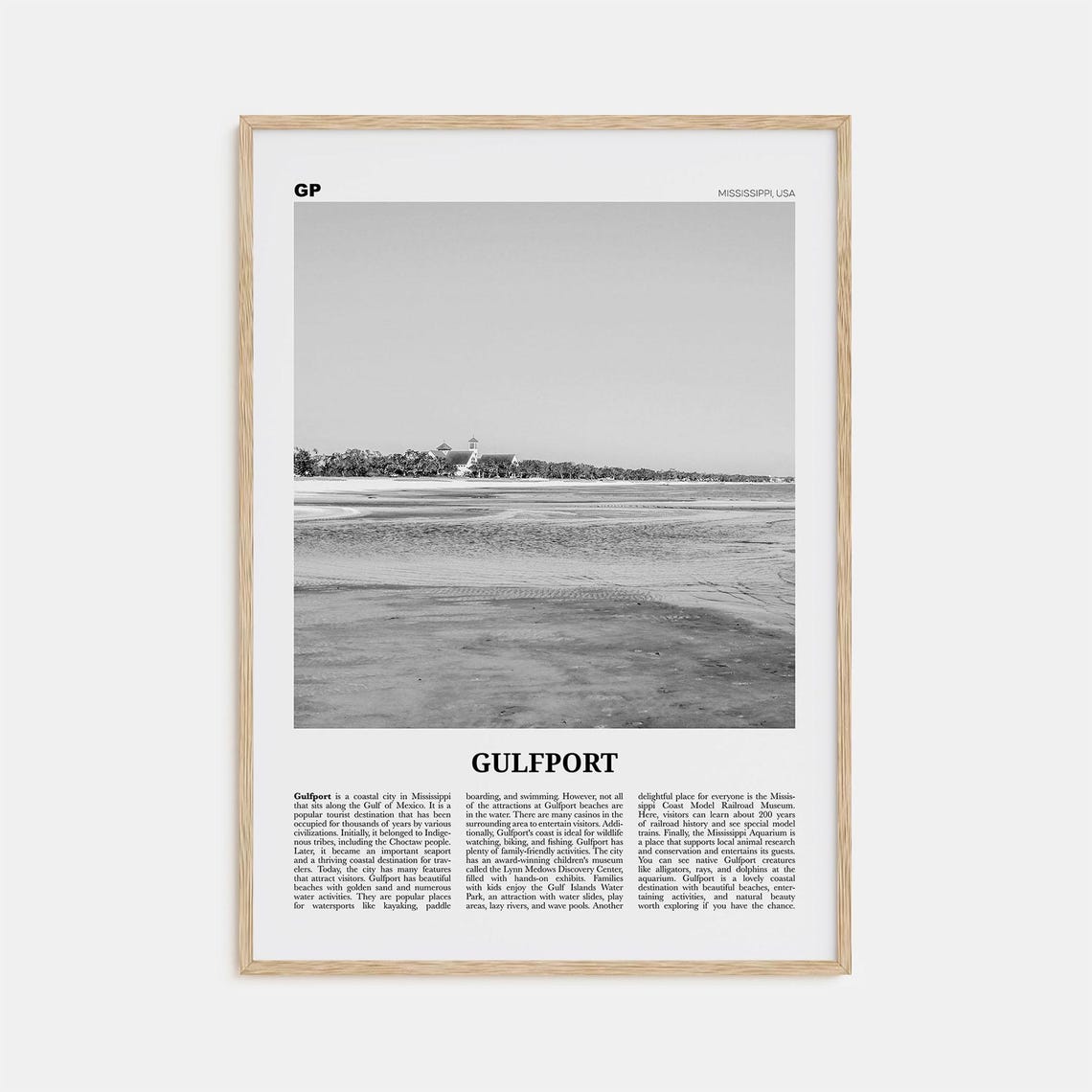 Gulfport Print Black And White Gulfport Wall Art Gulfport Poster Gulfport Photo Gulfport Wall Dcor Gulfport Map Mississippi Usa
