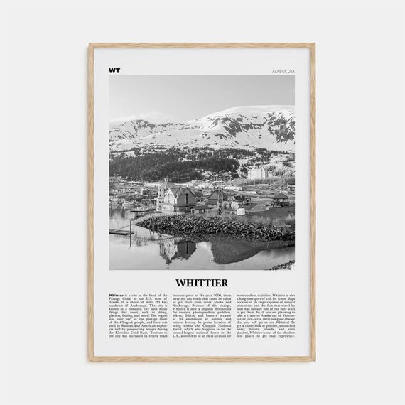 Whittier, Alaska Black and White Travel Poster