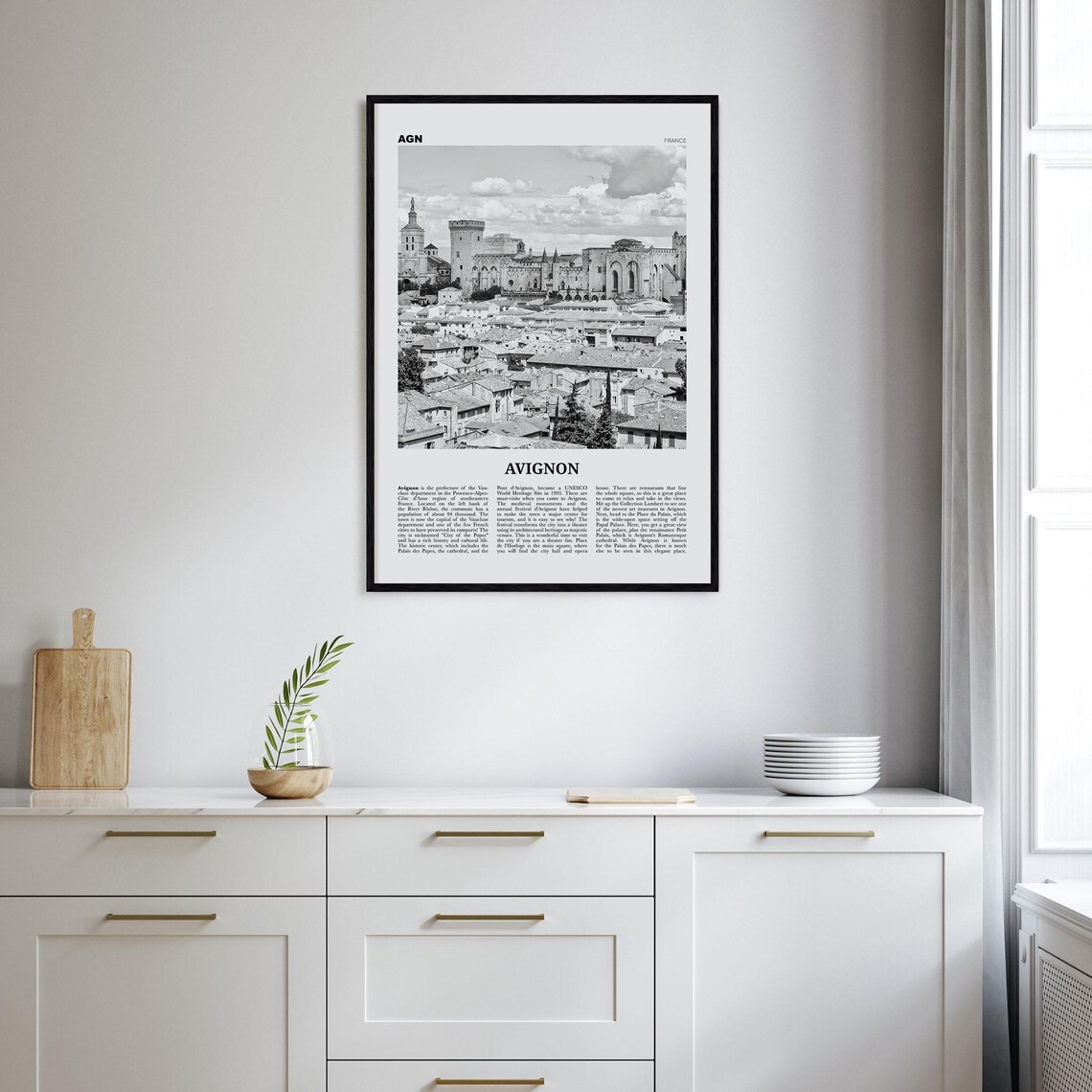 Avignon Black and White France Travel Poster Print - Image 2