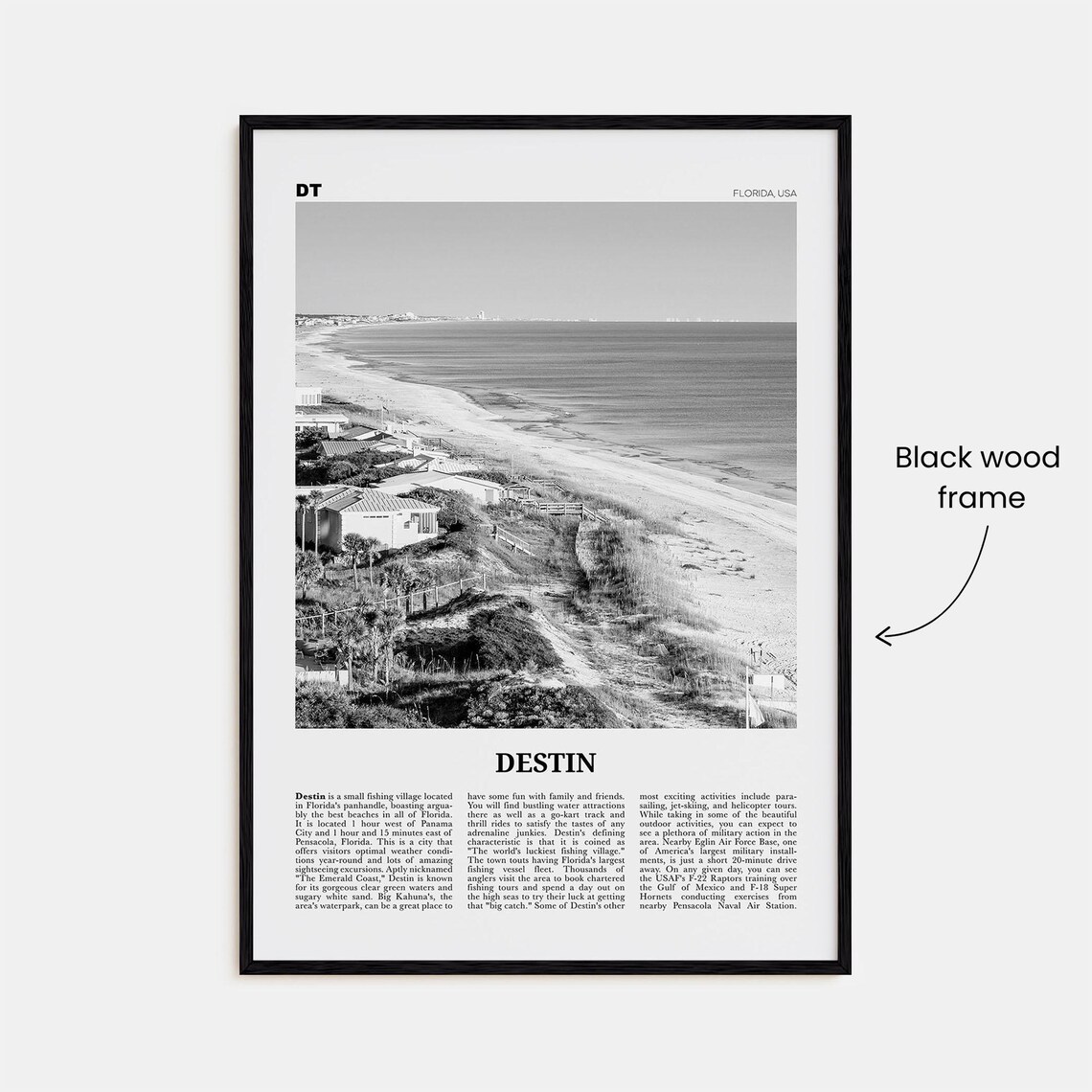 Destin Black And White Travel Poster, Florida USA - Image 3