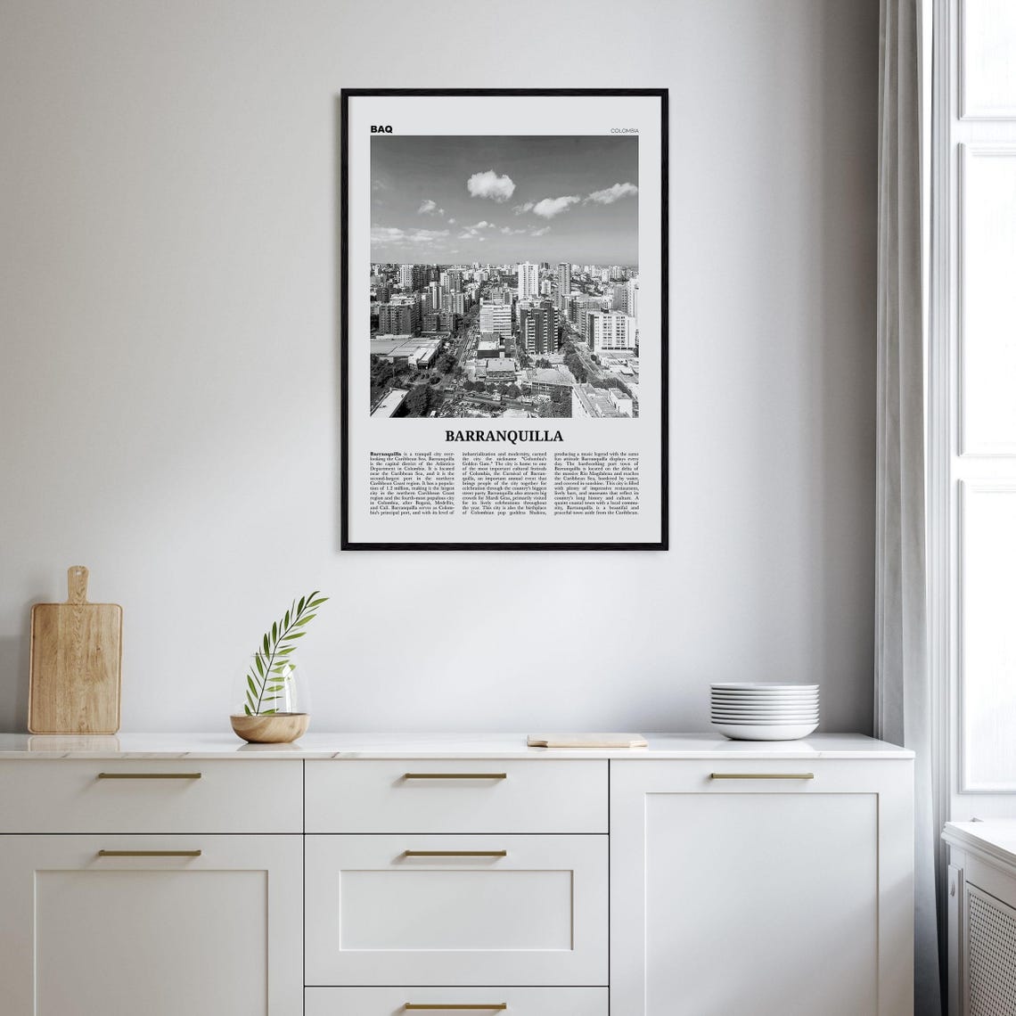 Barranquilla, Colombia Black and White Travel Poster - Image 2