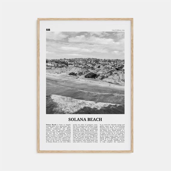 Solana Beach Black And White Travel Poster