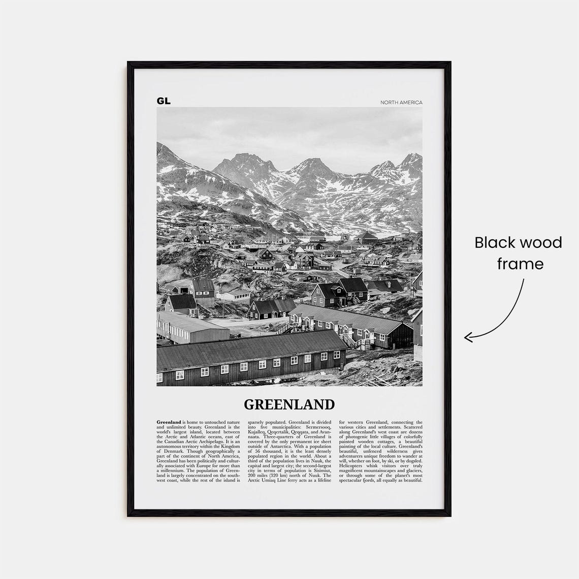 Greenland Print Black And White Greenland Wall Art Greenland Poster Greenland Photo Kalaallit Nunaat Grnland Godthb North America - Image 3
