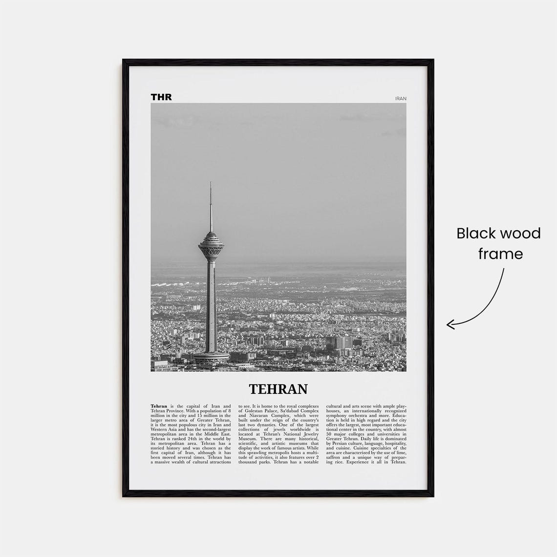 Tehran Black And White Poster - Image 3