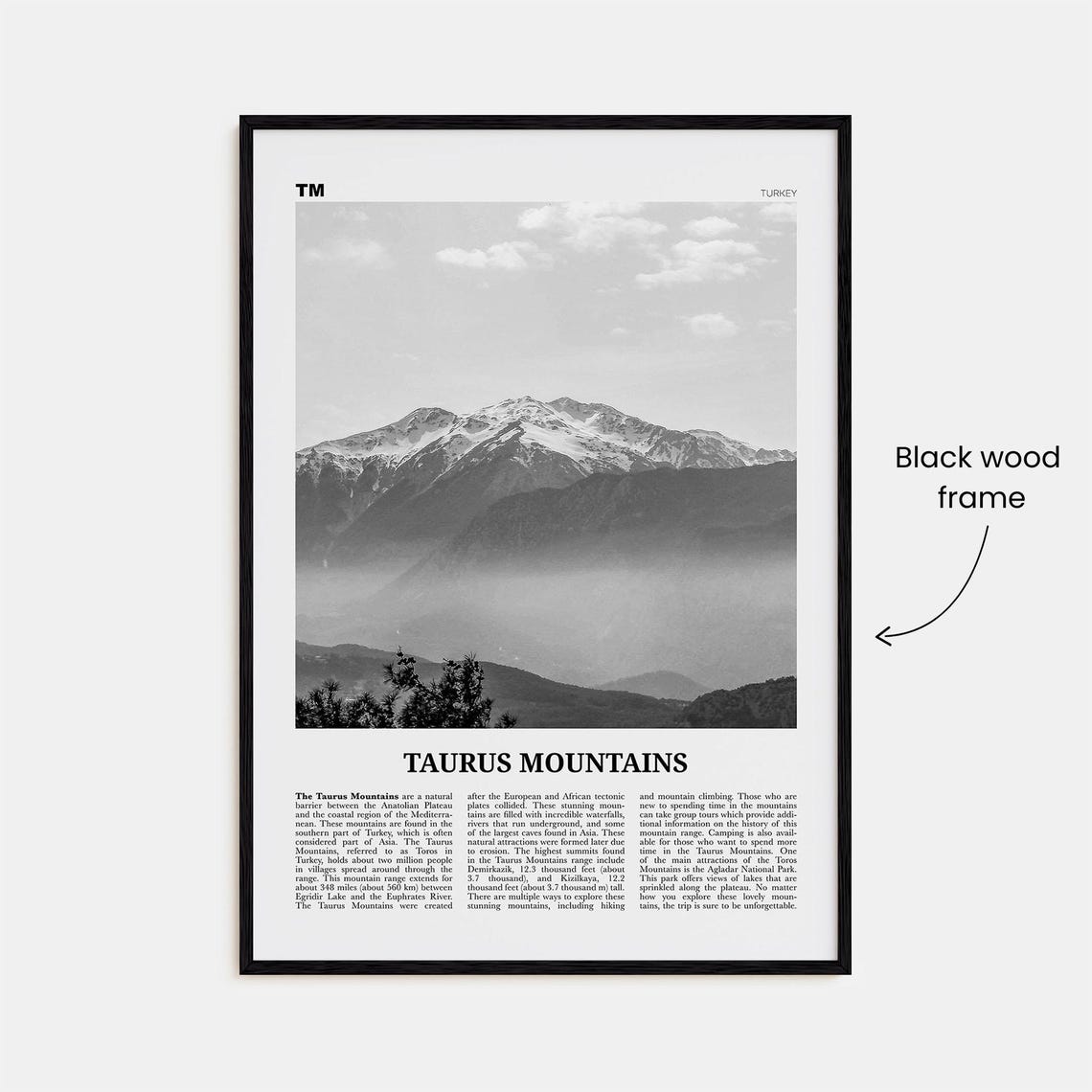 Taurus Mountains Print Black And White Taurus Mountains Wall Art Taurus Mountains Poster Taurus Mountains Photo Taurus Mountains Dcor - Image 3
