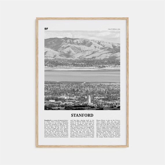 Stanford Black and White Travel Poster, California Map