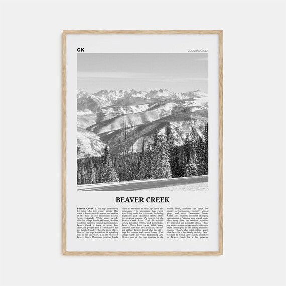 Beaver Creek Black and White Travel Poster, Colorado