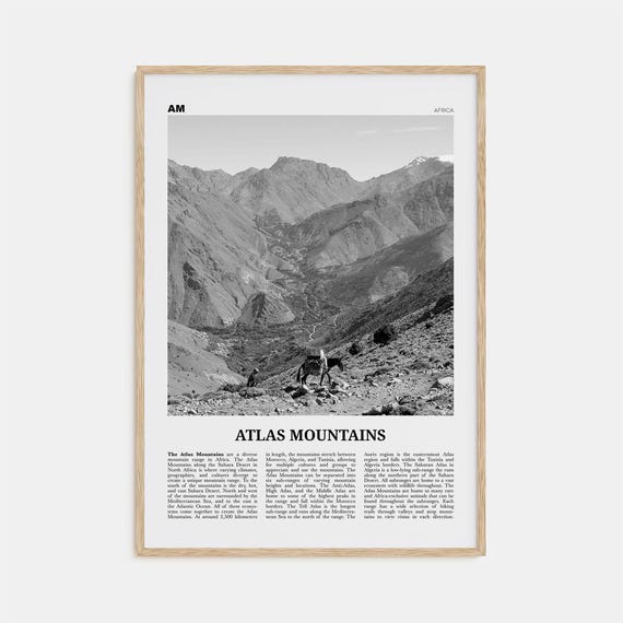Atlas Mountains Black And White Travel Poster