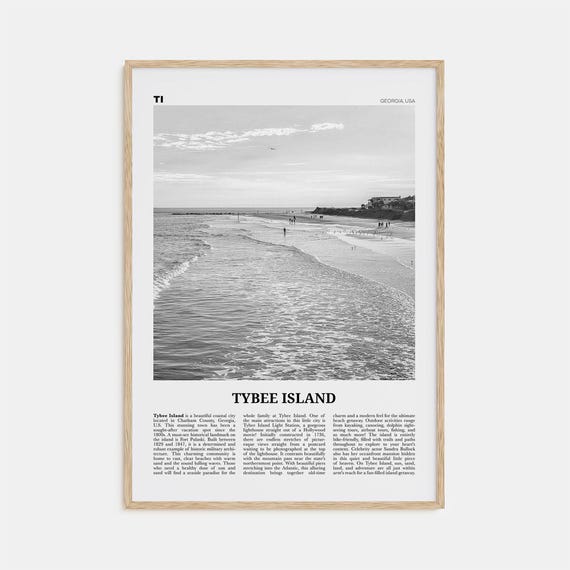 Tybee Island Georgia Black and White Travel Poster