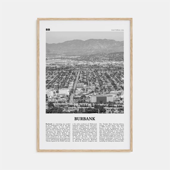 Burbank Black and White Travel Poster, California