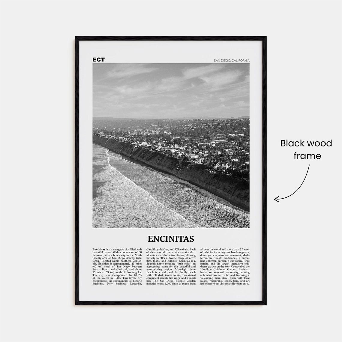 Encinitas Black and White No. 2 Travel Poster - Image 3