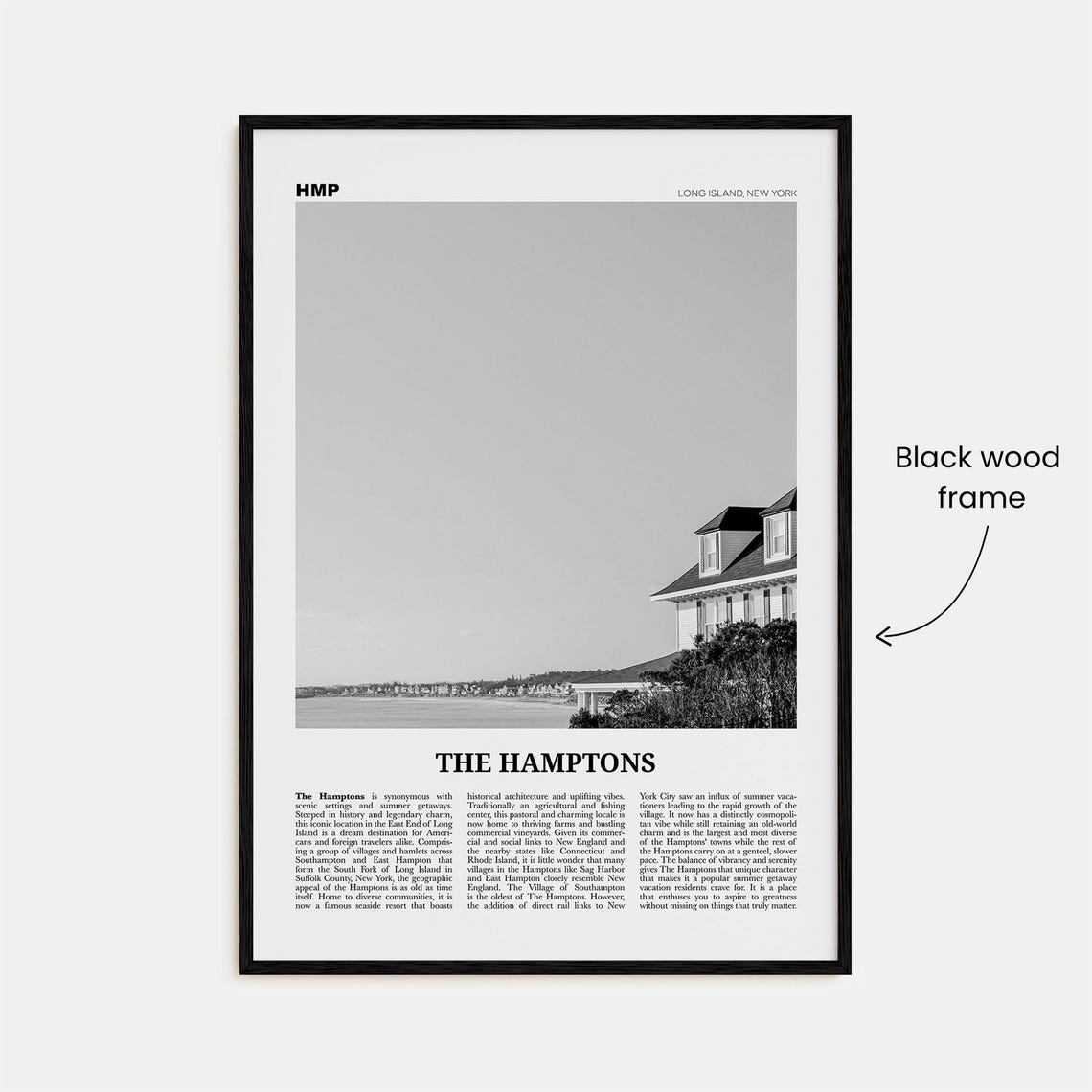 The Hamptons Black and White Travel Poster, Long Island - Image 3