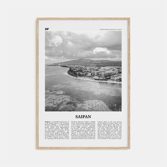 Saipan Black And White Travel Poster, Northern Mariana Islands