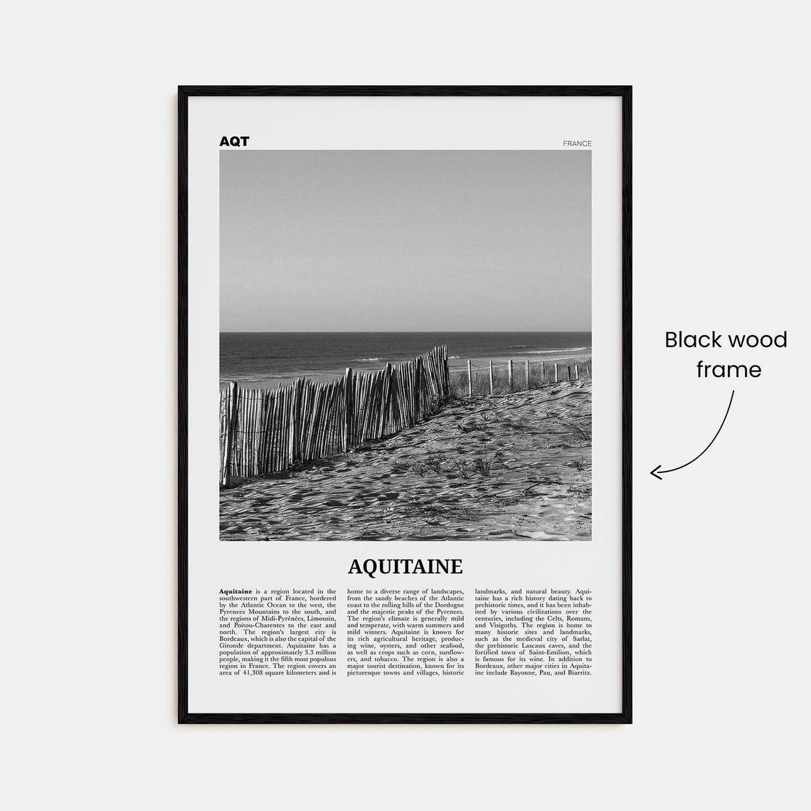 Aquitaine Print Black And White Aquitaine Wall Art Aquitaine Poster Aquitaine Photo Aquitaine Wall Dcor Aquitaine Map France - Image 3
