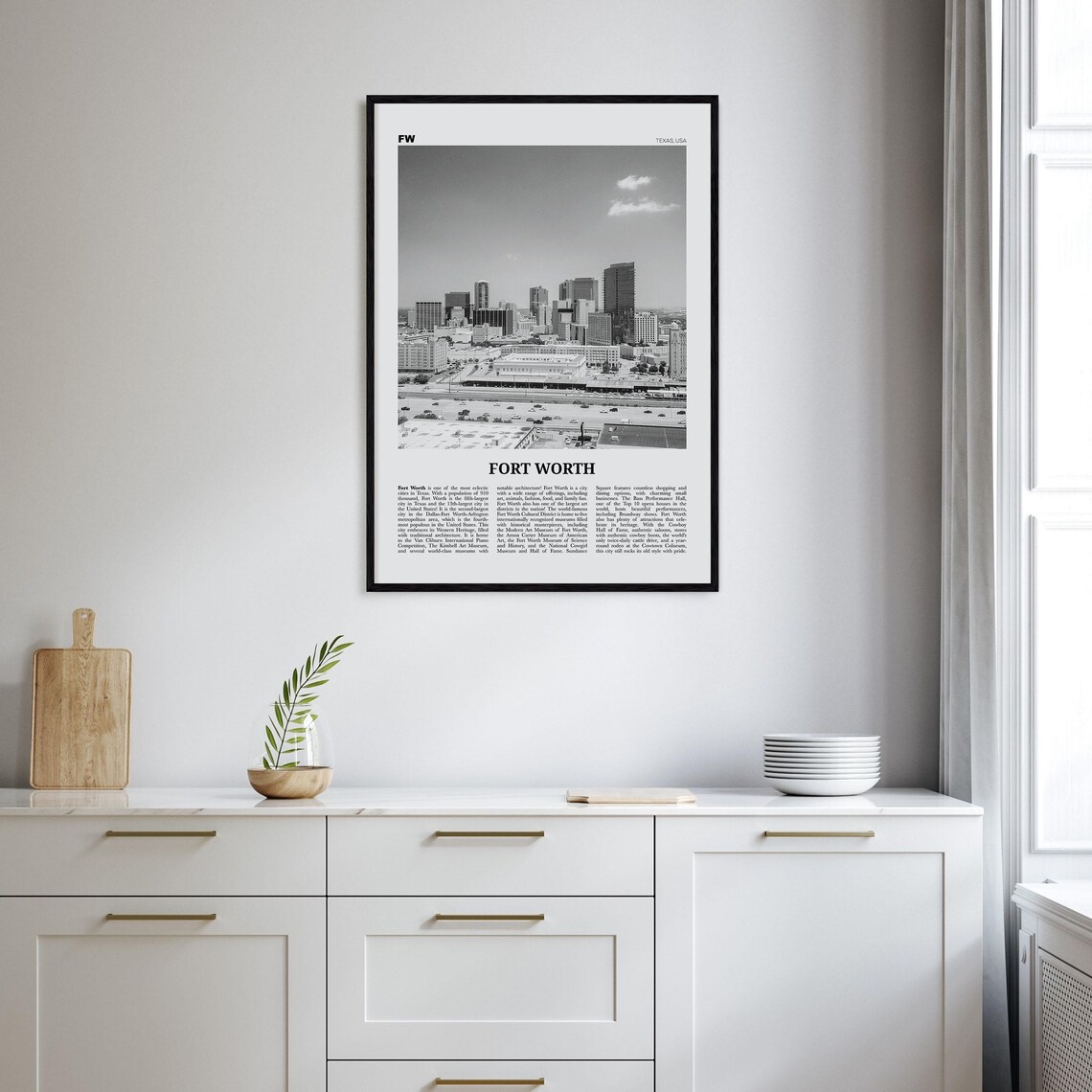Fort Worth Print Black And White No 2 Fort Worth Wall Art Fort Worth Poster Fort Worth Photo Texas Usa United States North America - Image 2