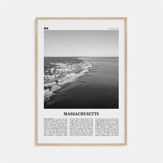 Massachusetts Black and White Travel Poster No. 1