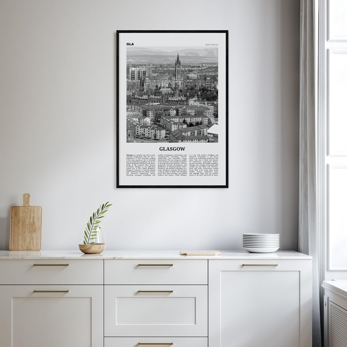 Glasgow Black and White Travel Poster, Scotland - Image 2