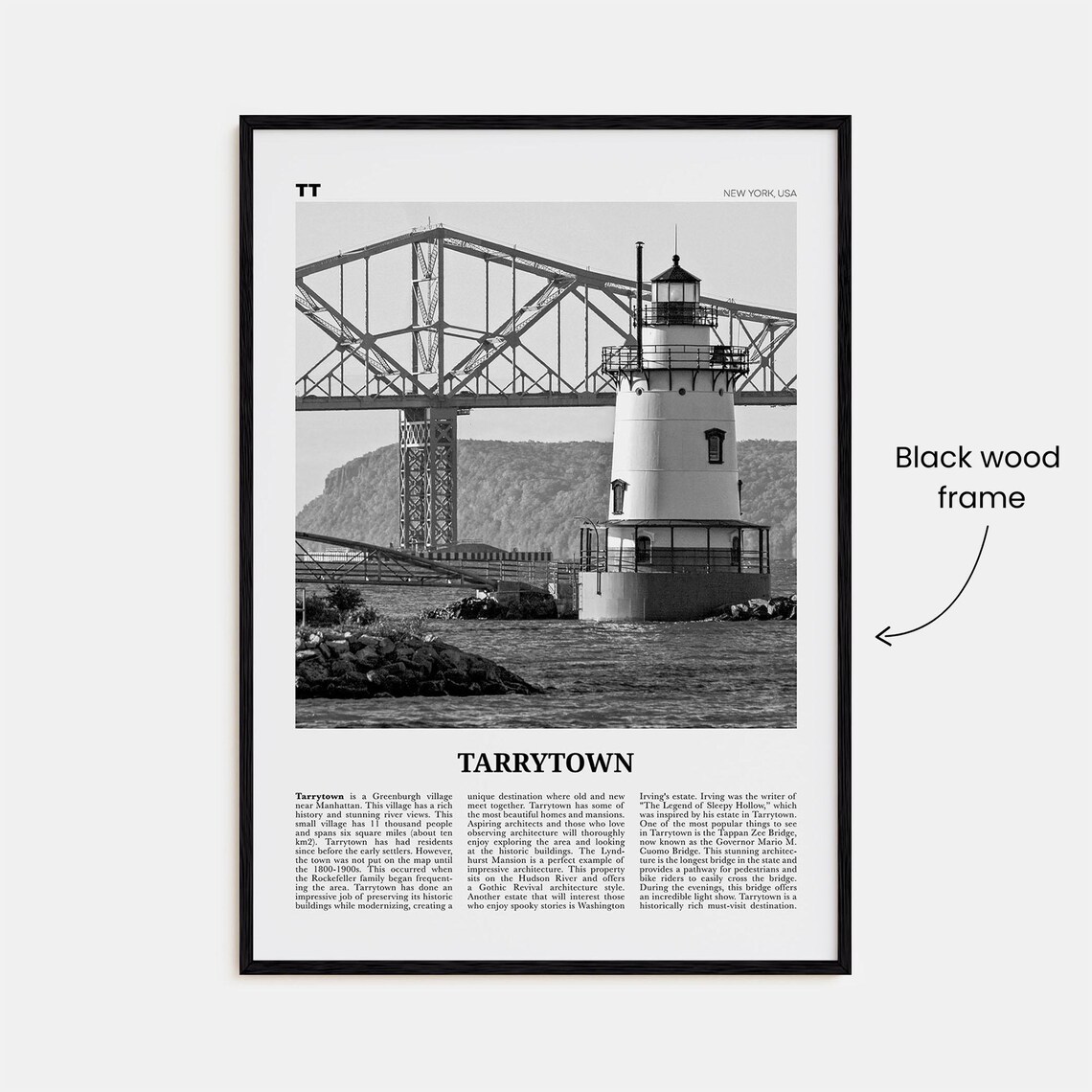 Tarrytown Print Black And White Tarrytown Wall Art Tarrytown Poster Tarrytown Photo Tarrytown Wall Dcor Tarrytown Map New York Usa - Image 3