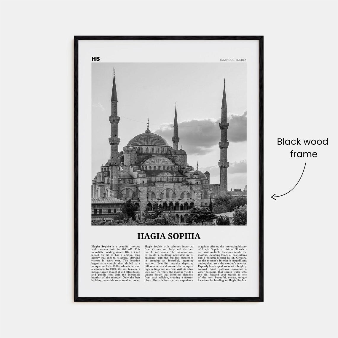 Hagia Sophia Print Black And White Hagia Sophia Wall Art Hagia Sophia Poster Hagia Sophia Photo Hagia Sophia Wall Dcor Istanbul Turkey - Image 3