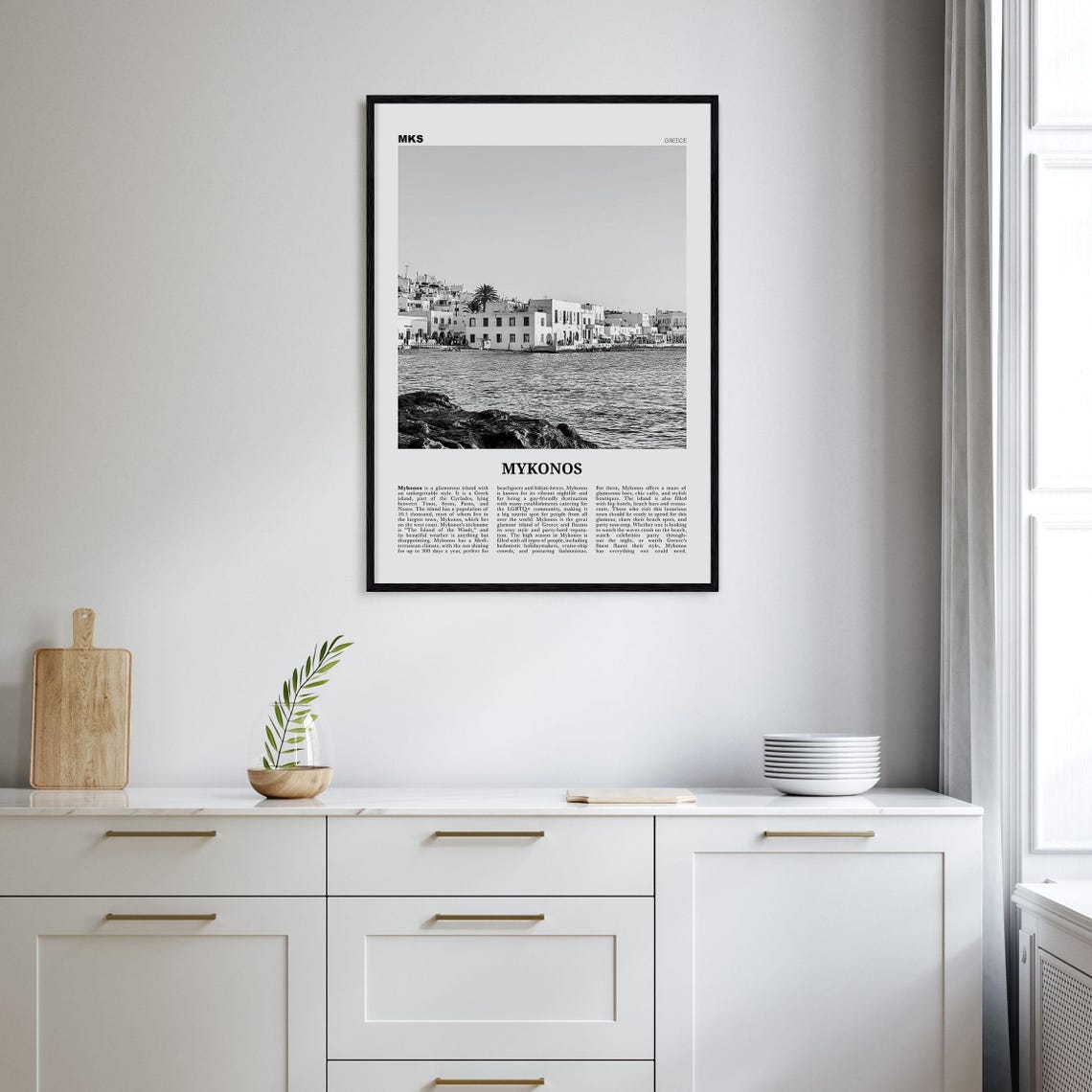 Mykonos Black and White Travel Poster, Greece Europe - Image 2
