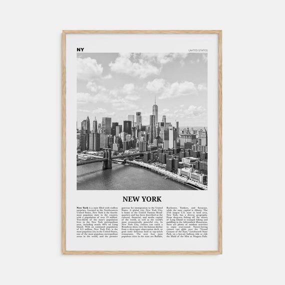 New York State Black And White Travel Poster