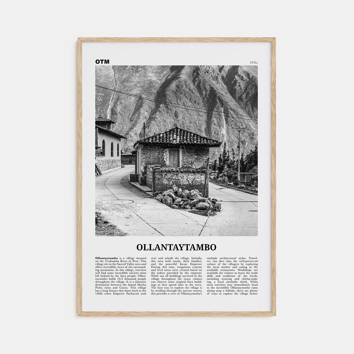 Ollantaytambo Peru Andean Village Black And White Photography Poster