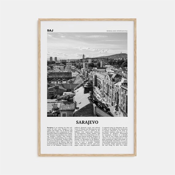 Sarajevo Black and White Travel Poster, Europe