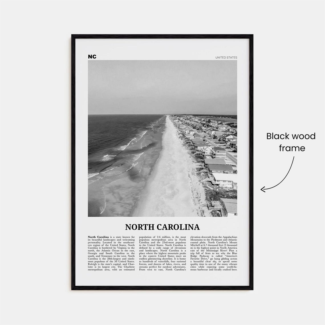 North Carolina Print Black And White No 4 North Carolina Wall Art North Carolina Poster North Carolina Photo Usa United States - Image 3