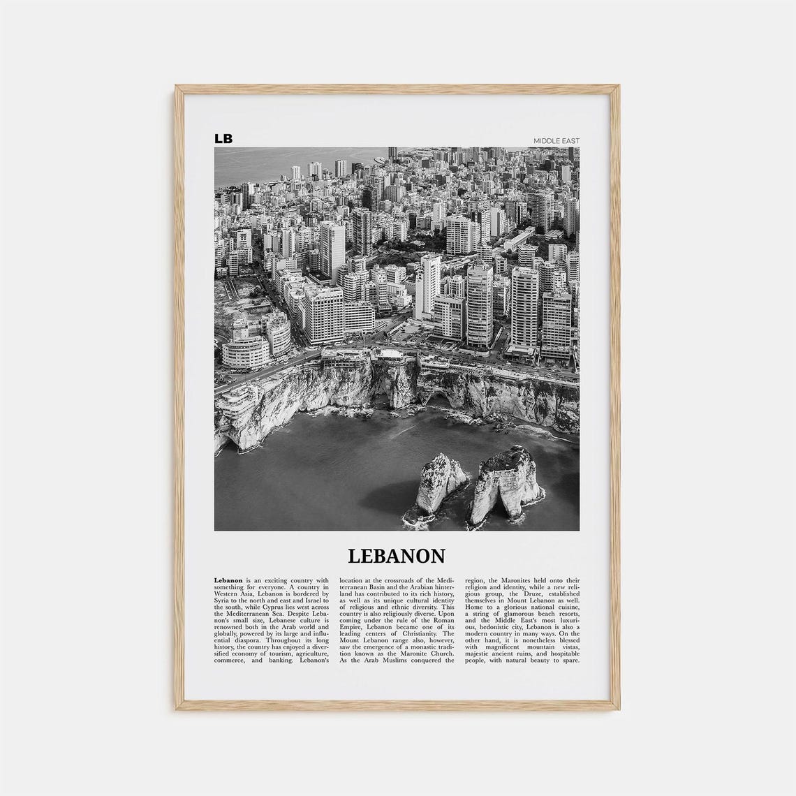 Lebanon Black And White No 3 Wall Art Poster