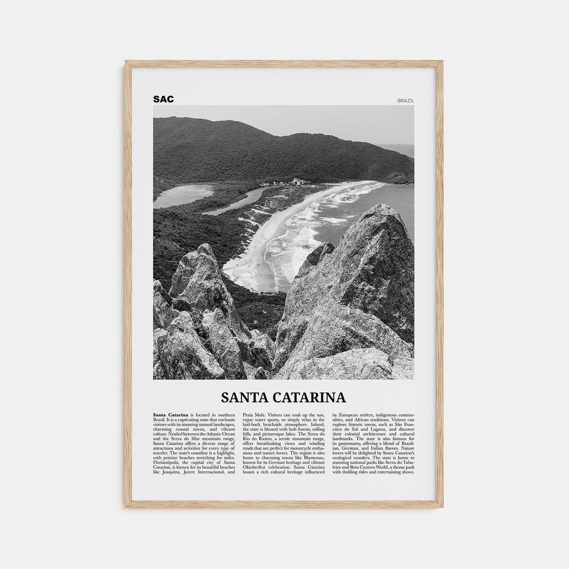 Santa Catarina Print Black And White Santa Catarina Wall Art Santa Catarina Poster Santa Catarina Photo Santa Catarina Dcor Brazil