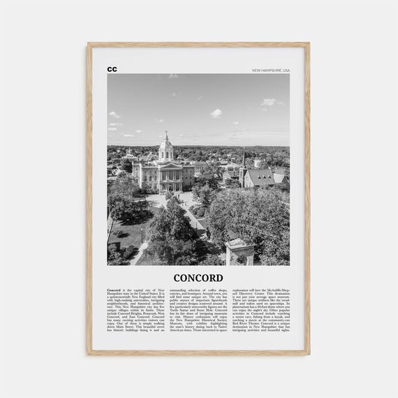 Concord Black and White Travel Poster, New Hampshire