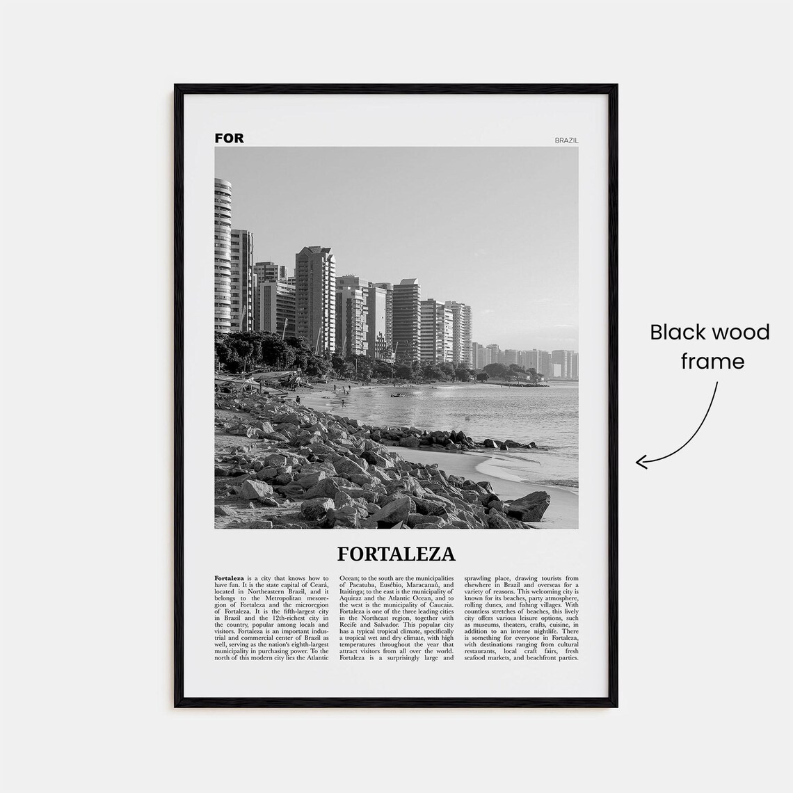 Fortaleza Black and White Travel Poster, Brazil - Image 3