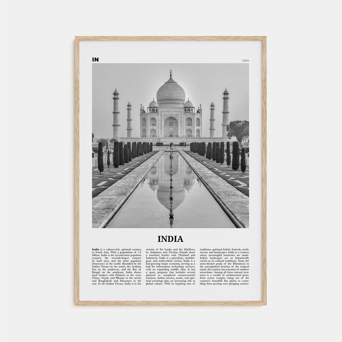 India Black And White Travel Poster, Asia Wall Art