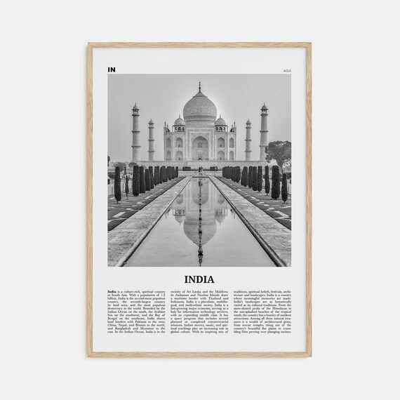 India Black And White Travel Poster, Asia Wall Art