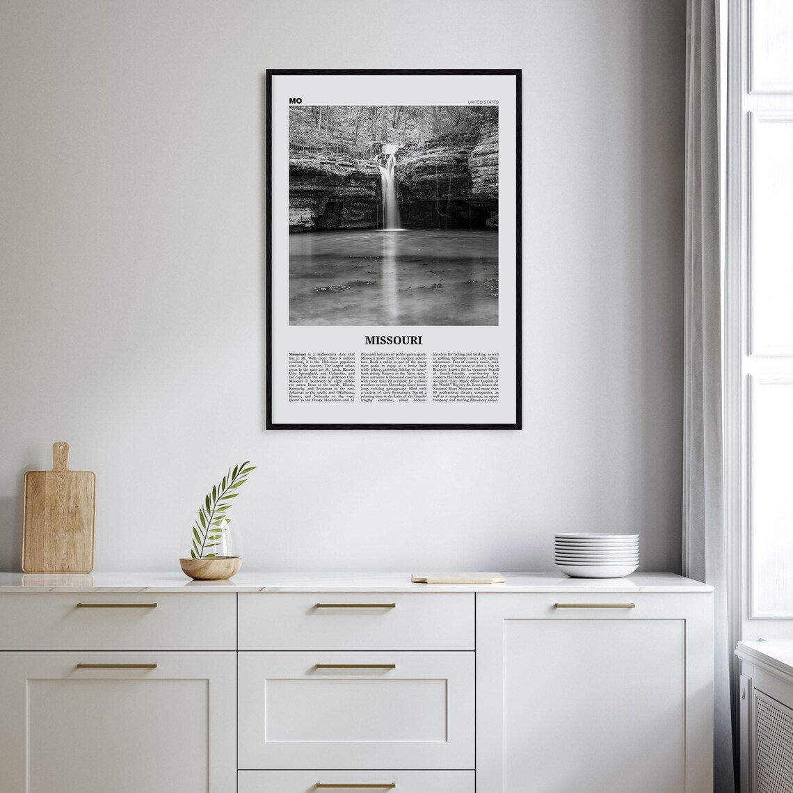 Black And White Missouri Map Poster Print, No. 2 - Image 2