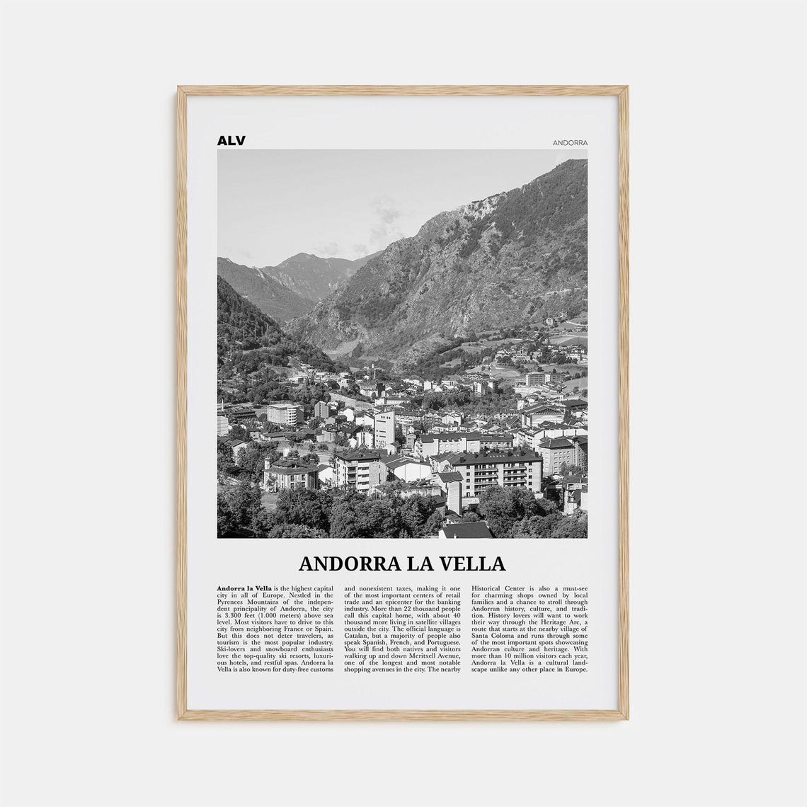 Andorra La Vella Print Black And White Andorra La Vella Wall Art Andorra La Vella Poster Andorra La Vella Photo La Vieja Andorra