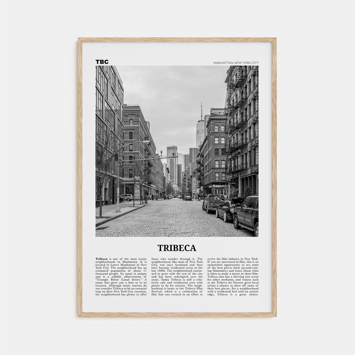 Tribeca Black and White Travel Poster, Manhattan