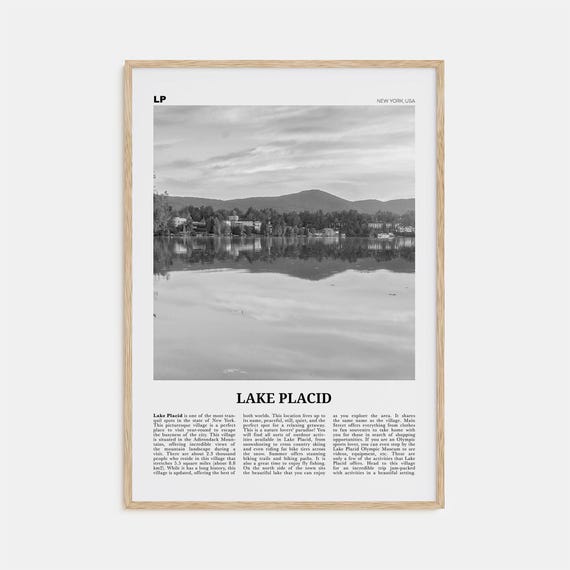 Lake Placid, New York Travel Poster, Black and White