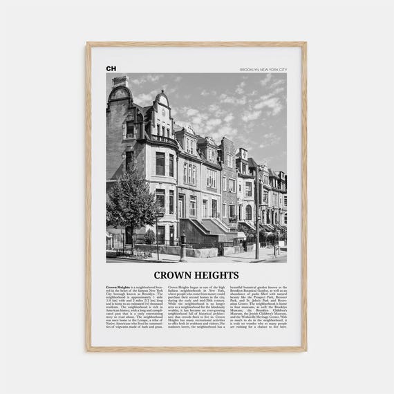 Crown Heights Black and White Travel Poster, New York