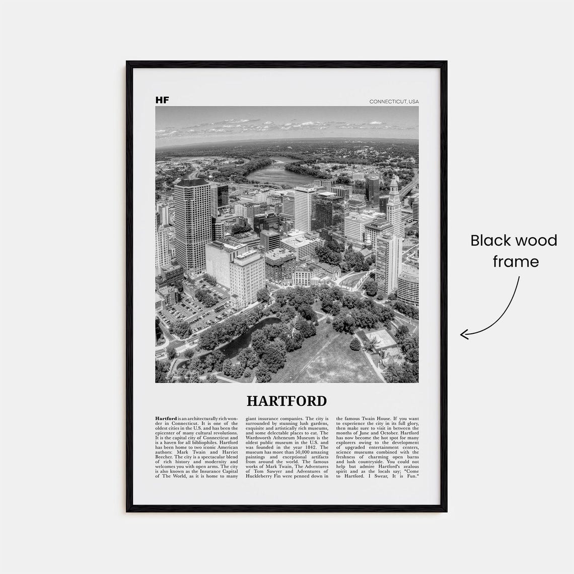 Hartford Black and White Travel Poster, Connecticut - Image 3