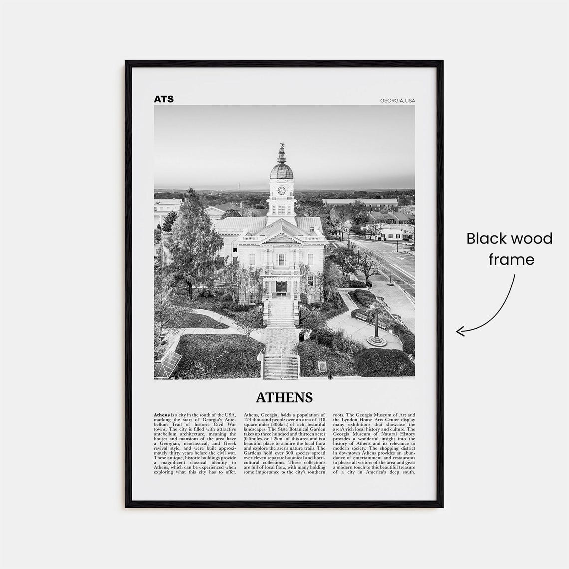 Athens Print Black And White Georgia Athens Wall Art Athens Poster Athens Photo Athens Map Georgia Usa United States - Image 3