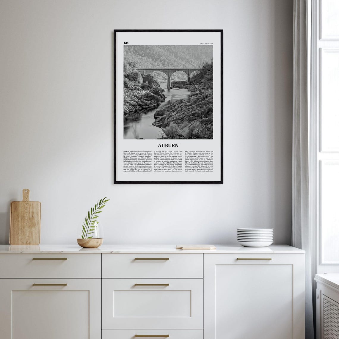 Auburn, California Travel Poster, Black and White - Image 2