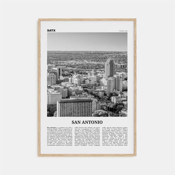 San Antonio Black And White Travel Poster, No. 1