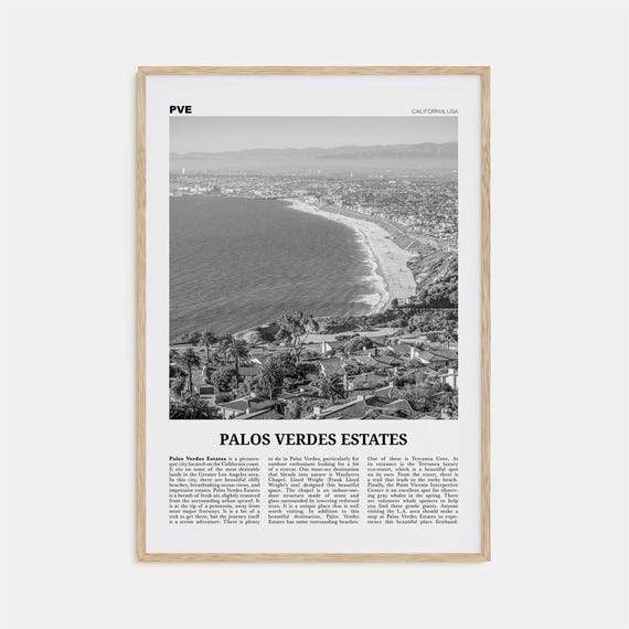 Palos Verdes Estates Black and White Travel Poster
