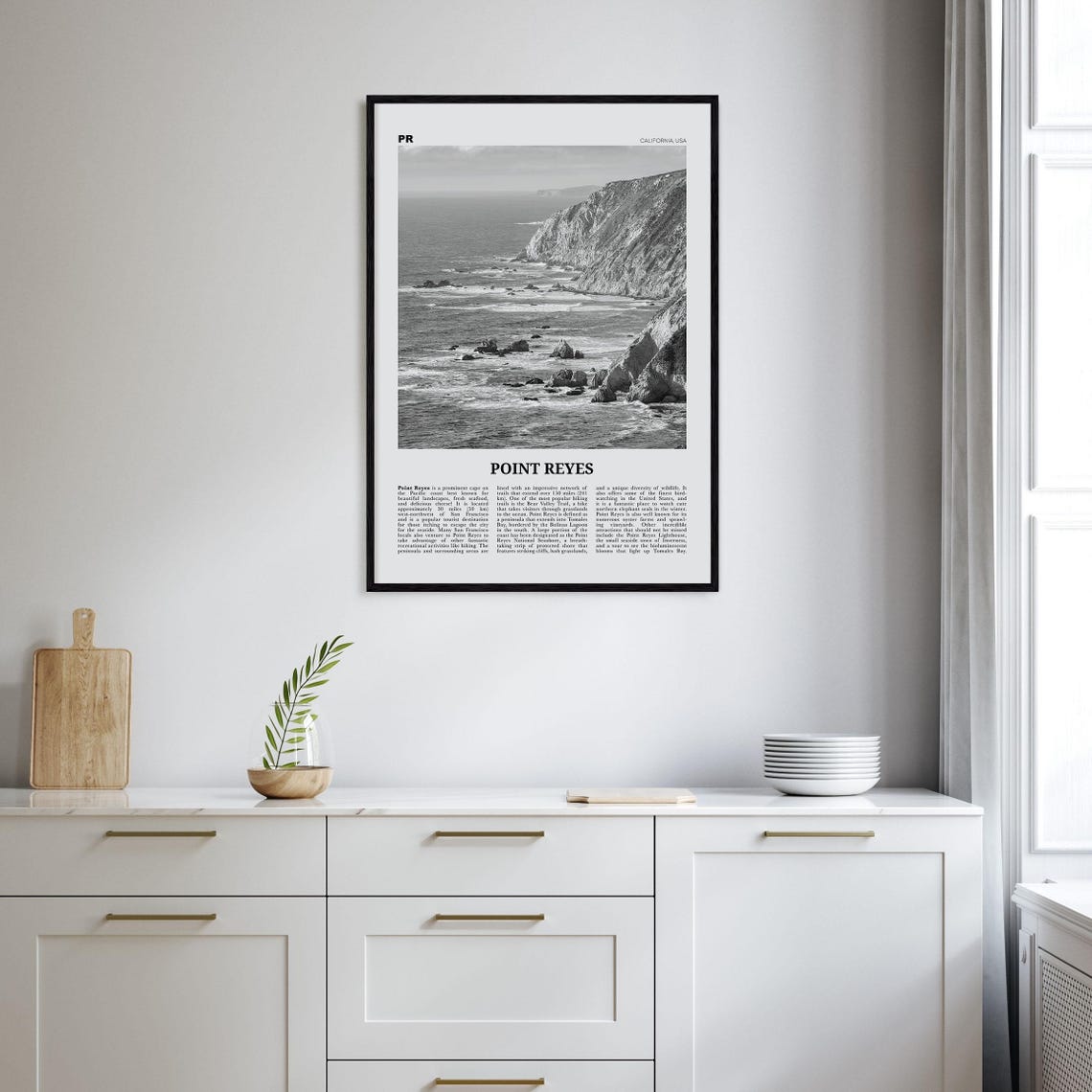Point Reyes Black and White California Travel Poster - Image 2