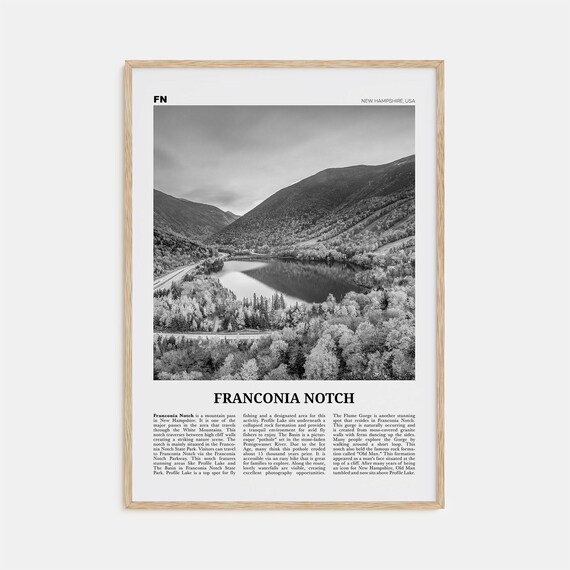 Franconia Notch Black and White Travel Poster