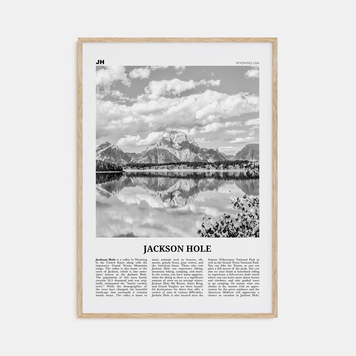 Jackson Hole Black And White Travel Poster, Wyoming
